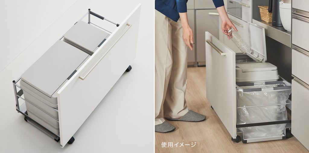 キッチンのゴミ箱置き場実例で使われているプラン「ダストボックスワゴン」