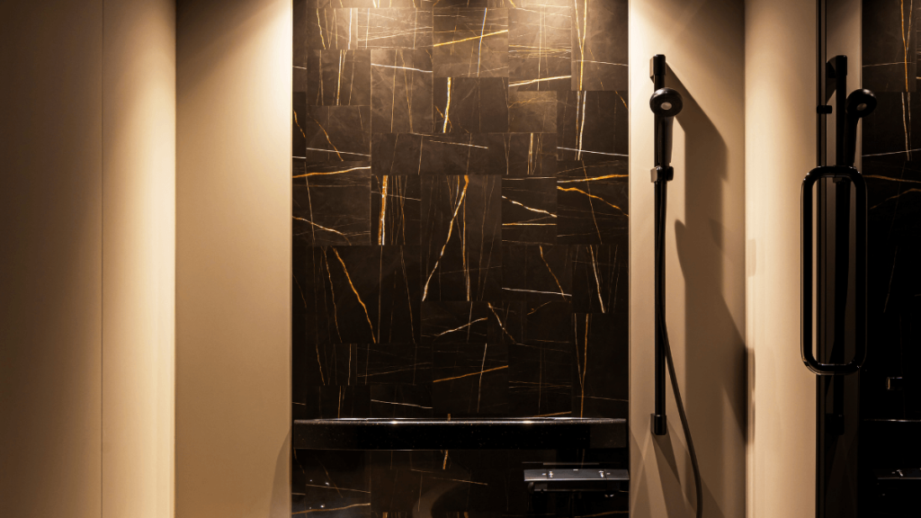 シンメトリーデザインが特徴的な高級感のあるバスルーム空間「AXIY」